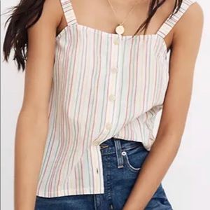 Madewell rainbow stripe button front top size XS